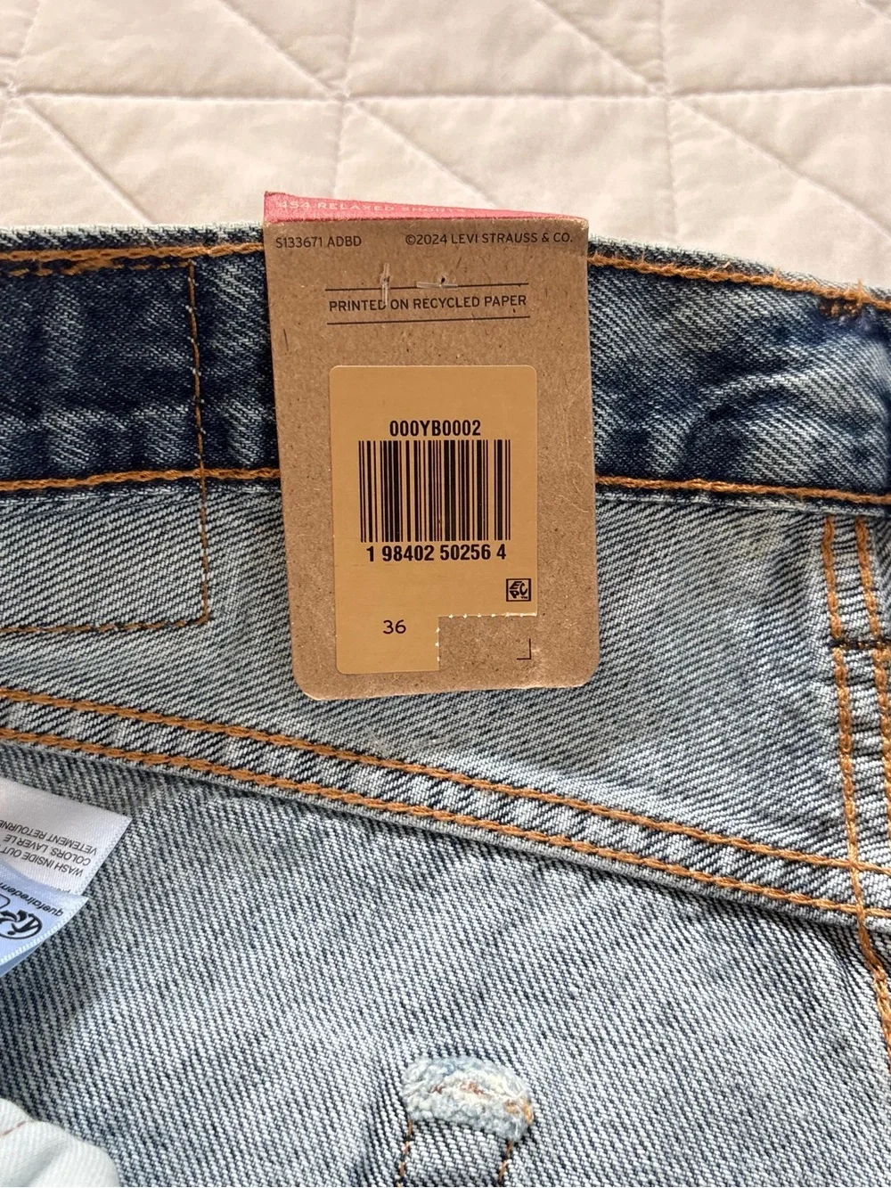 NWT Levi's 454 Relaxed Denim Shorts Medium Blue Acid Wash - Men’s Size 36